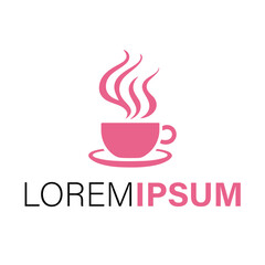 Pink coffee cup logo isolated on white background