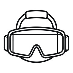 Line vector icon of a virtual reality headset outline. Perfect for VR apps, gaming interfaces, immersive tech, simulations, digital experiences, and futuristic wearable devices.