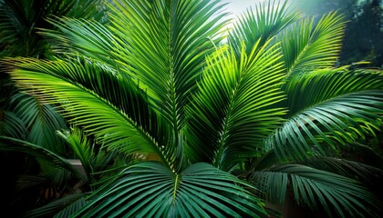 Fototapeta premium tropical palm tree healthy green foliage