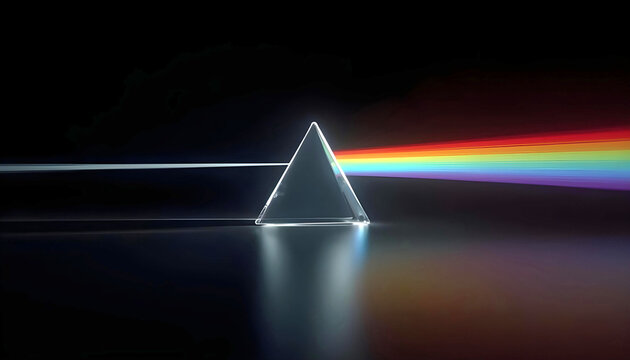 Glass prism refracting white light into rainbow beam symbolizing autism ADHD neurodiverse spectrum and individuality Conceptual Image - Powered by Adobe