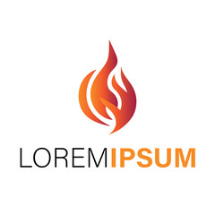 Abstract fire flame logo design isolated on white background