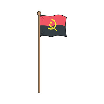 Angola, &aelig;ŋˈɡoʊlə, ɐ̃ˈɡɔlɐ, Republic of Angola, Ngola, Rep&uacute;blica de Angola, Repubilika ya Ngola flag with pole. made in indonesia, west java, cirebon'