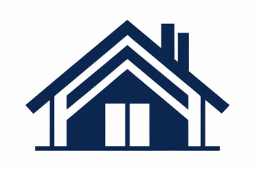 Obraz premium Navy Blue Minimalist House Icon Two Chimneys logo simple