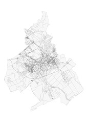 Nitra highway map. Clean vector design, focused on road network for visualization or print.
