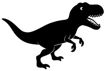 Naklejka premium Black Silhouette Cartoon Tyrannosaurus Rex Dinosaur