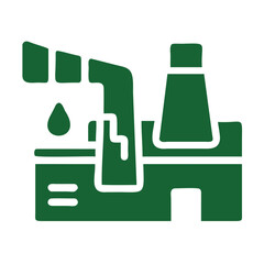 Dark Green Eco Friendly Industrial Plant Icon Renewable Energy Production Symbol