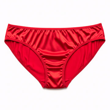Women's red panties isolated on white background
