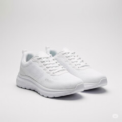 White sneakers isolated on a white background. Side view. 3d rendering