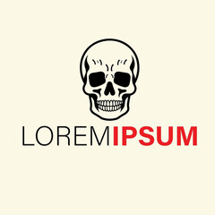 A black and white skull logo isolated on white background