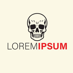 A black and white skull logo isolated on white background