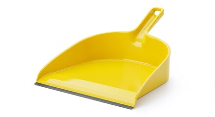 Yellow plastic dustpan on white background