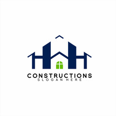 Fototapeta premium Real Estate logo design with MH letter concept.