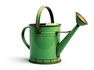 Rusty green metal watering can with a vintage look. Great for gardening, retro, or antique-themed visuals. Generative AI