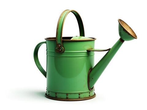 Rusty green metal watering can with a vintage look. Great for gardening, retro, or antique-themed visuals. Generative AI