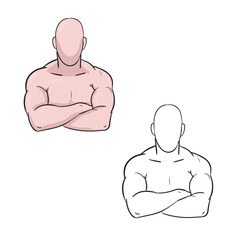 crossed arms vector illustrations. simple draw. outline