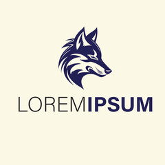 Stylized wolf head logo design, isolated on white background