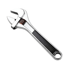 Obraz premium Adjustable Wrench Tool Silver Metal, Black Grip, Repair, Maintenance