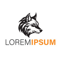Stylized wolf head logo isolated on white background