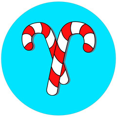 Classic red and white candy cane, a symbol of Christmas happiness. Suitable for candy-themed designs, decorations, and greeting cards. Add a touch of sweetness and holiday cheer.