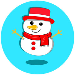 Cute snowman with a scarf and hat, bringing delightful winter spirit. Suitable for Christmas projects, children's designs, and holiday decorations. Add a touch of happiness with this sweet illustratio