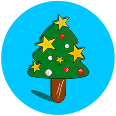 Classic green Christmas tree adorned with a bright star, symbolizing Christmas joy. Excellent for backgrounds, banners, and greeting cards. Celebrate the beauty of the holidays with this universal 