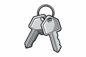 Two Silver Keys on a Ringhouse Keys Keyring Silver Metal Keys