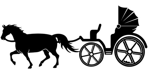 Fototapeta premium Silhouette of carriage - cinderella cariage - carriage with horse