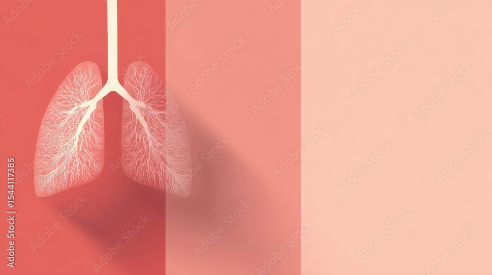 Poster minimalist x-ray style design featuring an outline of lungs on a clean background