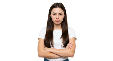 Young Woman with Displeased Facial Expression.
