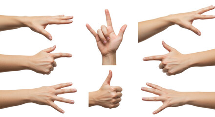 Human Hands in Various Gestures on White Background 7.