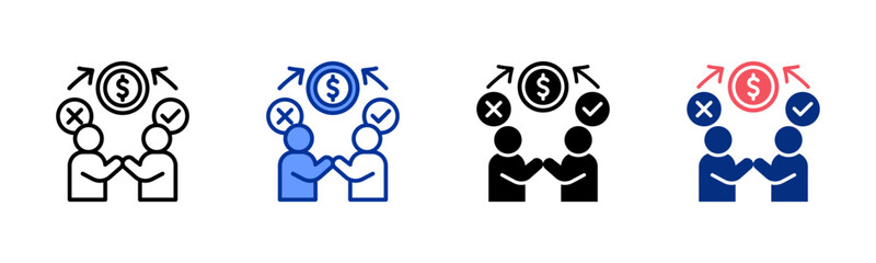 Bargaining icon sheet multiple style collection