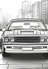 black and white car