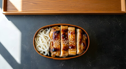 Delicious Chicken Teriyaki Bento Box with Udon Noodles
