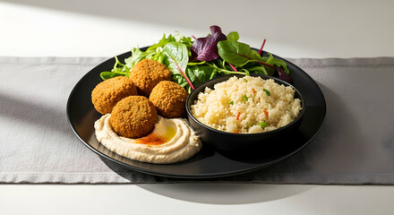 Delicious Falafel and Couscous Bento Box with Fresh Salad