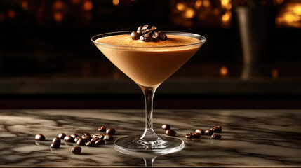 Elegant coffee cocktail served in a stylish bar