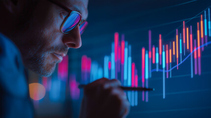 Investor reviewing digital financial data
