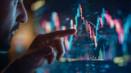Investor analyzing digital financial trends