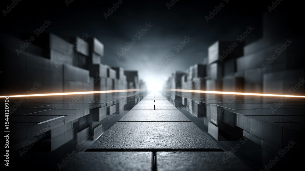 Poster abstract silver technology background with horizontal lines and blocks. digital network design symbo