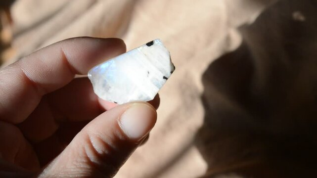 Moonstones mineral gem at sun 