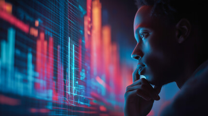 Investor analyzing financial chart for insights