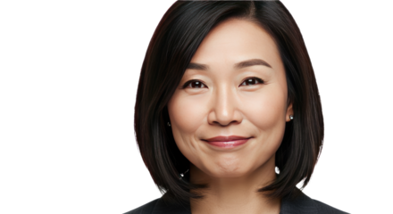 Professional Asian Woman Portrait with Short Black Hair.