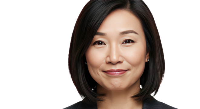Professional Asian Woman Portrait with Short Black Hair. - Powered by Adobe