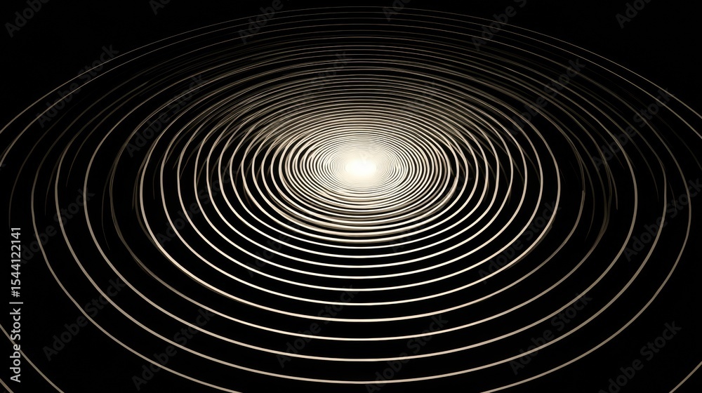 Aufkleber concentric circles radiate calmness and tranquility in a serene black background environment