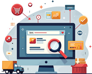 Ecommerce online shopping website design and delivery service for business and retail sales promotion