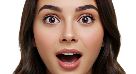 Surprised Womans Face with Wide Eyes and Open Mouth.
