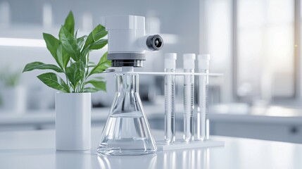 futuristic seed analyzer on lab table, agricultural biotech device, clean lab background