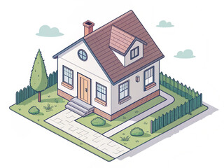 vector illustration of house. Isometric view