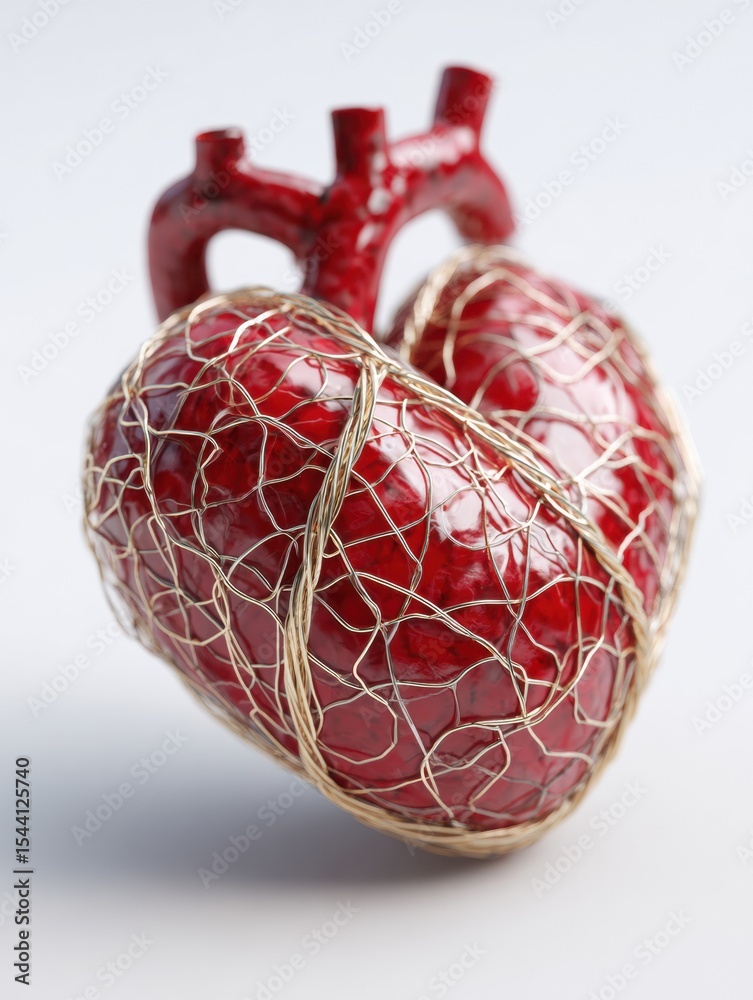 Poster Clay Nervous System Intricately Wrapped Around a Heart Icon With Detailed Craftsmanship Showcasing the Connection Between Life and Emotion
