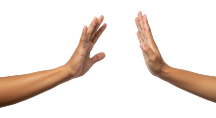 Two outstretched hands gesture of greeting or farewell.