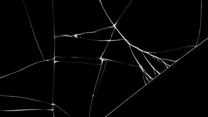 Glass breaking into pieces. Realistic Glass impact crack with detailed fractures on a black background. For overlay, simulating broken glass effects. - Powered by Adobe